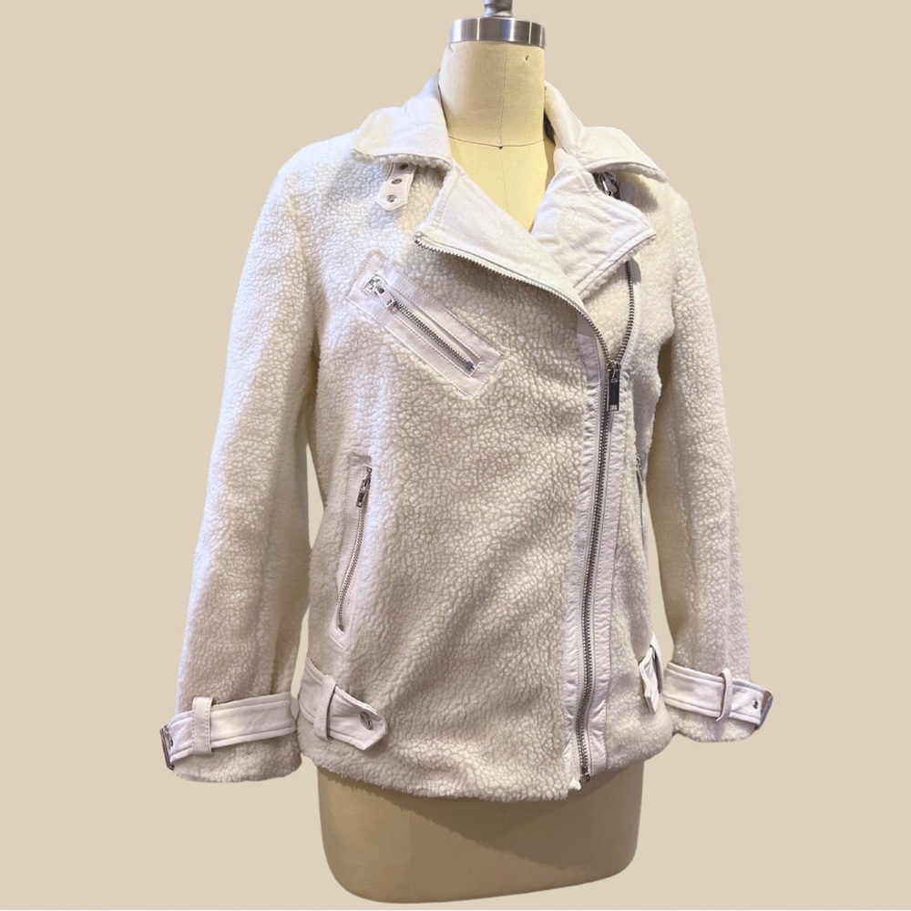 Teddy sherpa faux leather motorcycle jacket